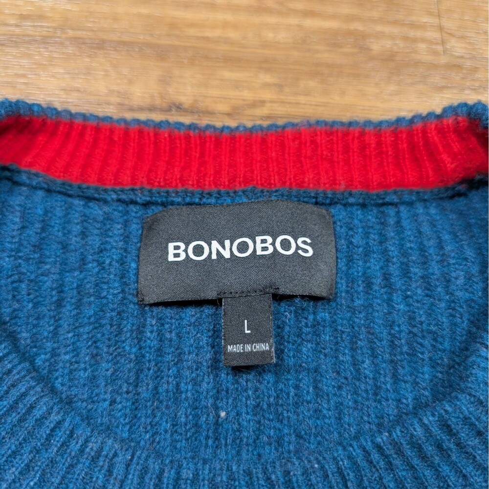 Bonobos Extra Fine Merino Wool Pullover Crewneck Sweater Mens Large Teal Classic - Picture 2 of 10